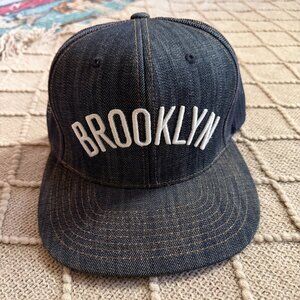 Mitchell & Ness Brooklyn Nets Denim Snapback Hat - Dark Wash